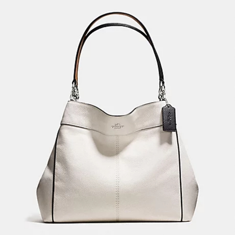 COACH Designer Lexy w/ Contrast Trim Pebbled Leather purse handbag